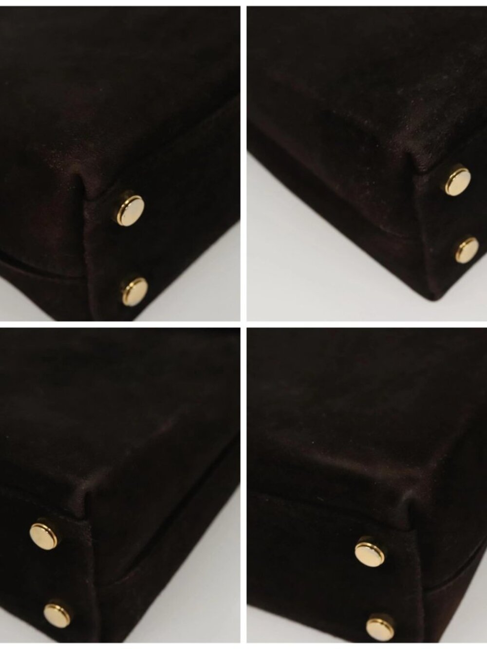 Salvatore Ferragamo Gancini Hand Bag Suede 2way Black Gold Auth BA2414 - Picture 15 of 16